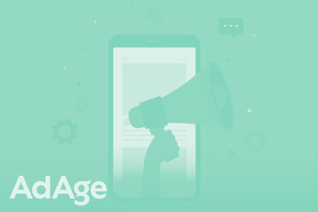 Illustration of a megaphone coming out of a smartphone in Ad Age