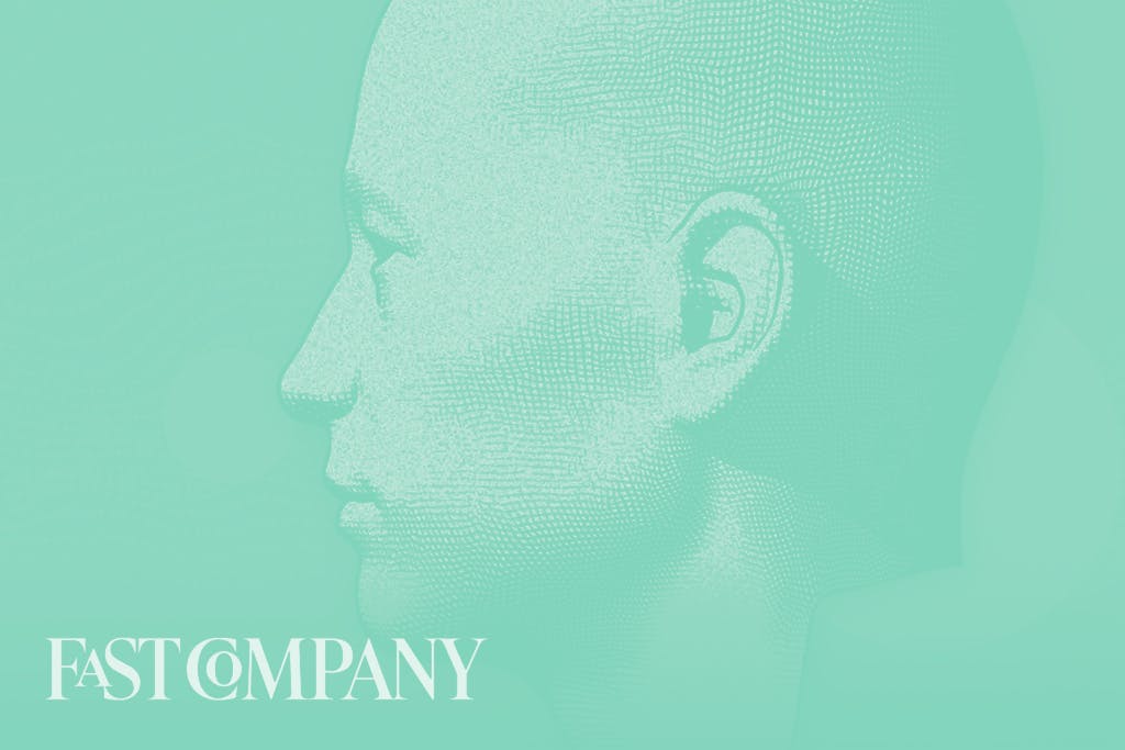 Illustration of an audio consumer in profile for Fast Company